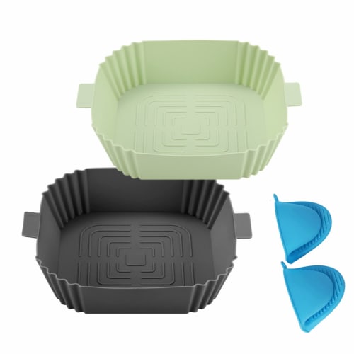 Udoric Air Fryer Silicone Pot, Square, 20cm, Reusable, Replaces Air Fryer Paper Liners, Air Fryer, Microwave, Oven, and Steamer Safe, Easy to Clean, I