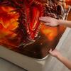 1pc Red Dragon Print Fitted Sheet 100% Polyester Durable Bedding Set Sheet for Home Bedroom Decoration Birthday Gift