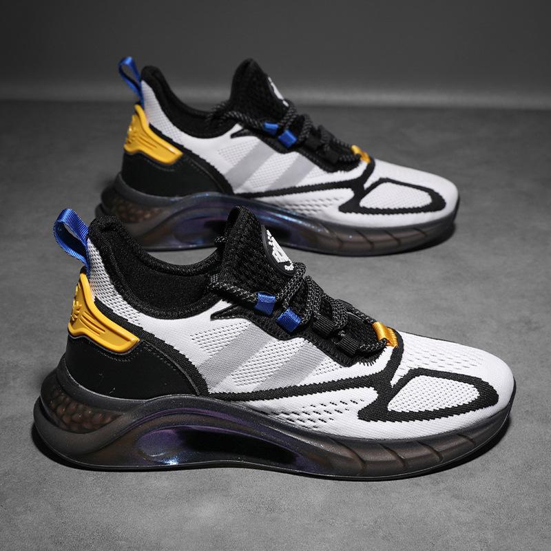 Large size flying woven men's walking shoes spring and summer new dad running shoes mesh casual sports shoes