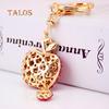 Fashion Cute Crystal Stone Apple Keyring Metal Car Key Chain Purse Bag Decor Gift Suspension Trinket