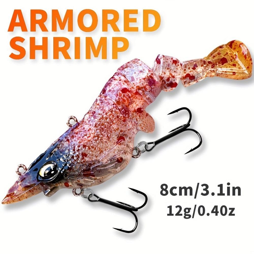 

3D Eyes 3 Segment Prawn Swimbait Sinking Realistic Shrimp VIB Saltwater Fishing Color 6-8cm