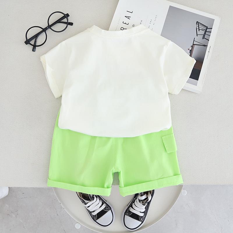 Children's Clothing Boys' Set Summer Three-dimensional Teddy Bear Cute Children's Short Sleeved Set Boys' Clothing Summer T-shirt