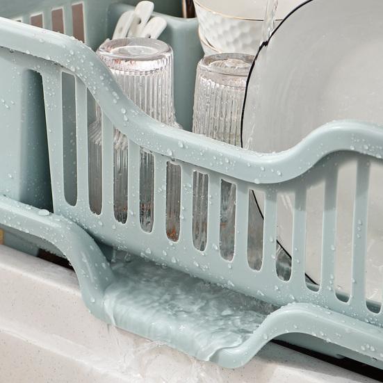 Draining Dish Rack with Drain Tray Prevents Water Accumulation Rack Large Partitioned Storage Organizer for Kitchen