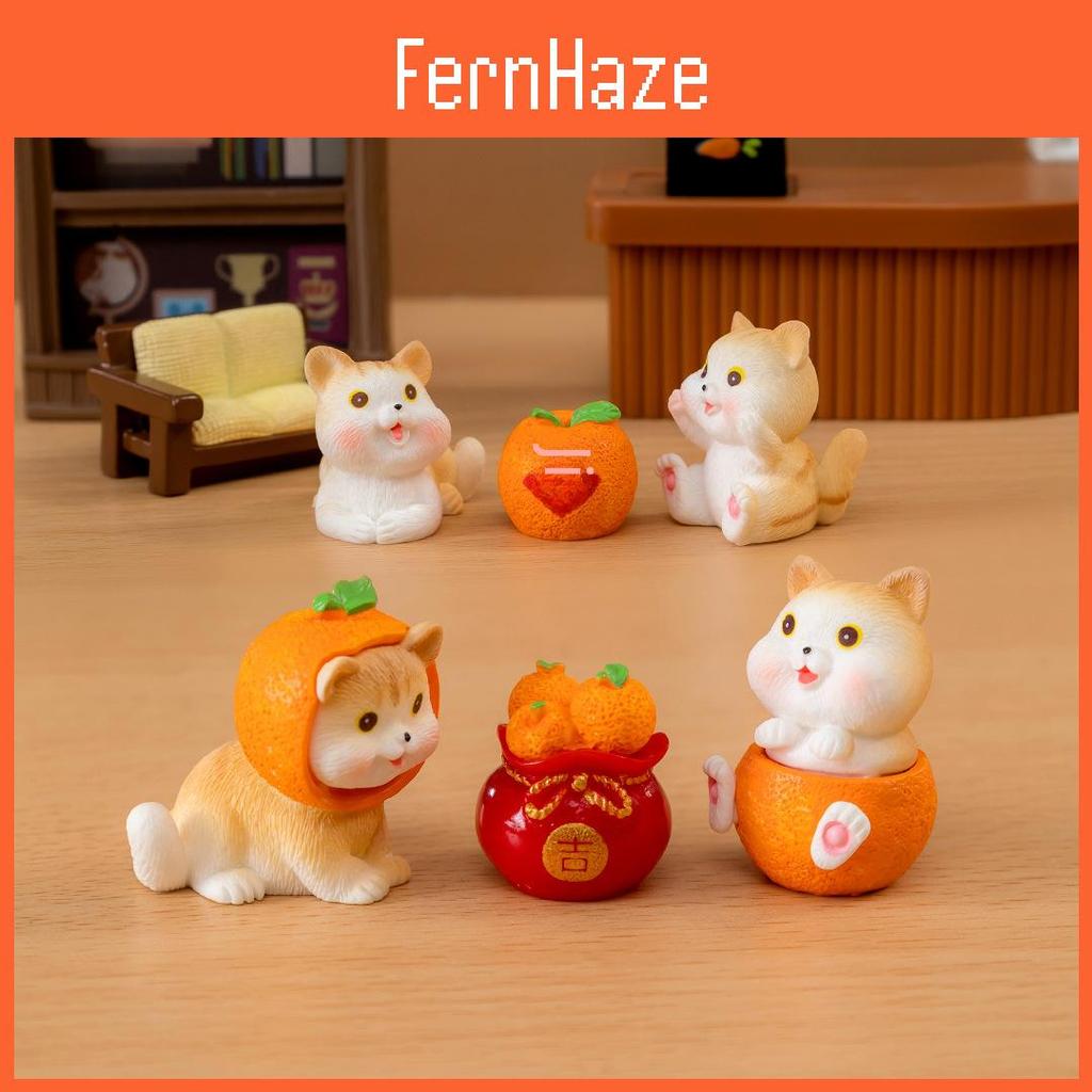 Charming Resin Orange Cat Figure Blind Box Miniature Desk And Car Ornaments