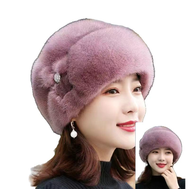 Stylish Women's Autumn & Winter Faux Mink Fur Hat for Middle-Aged & Elderly