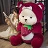 Extra Large Strawberry Bear Plush Hug Pillow - Stuffed Toy for Sleeping and Gift for Girls and Children