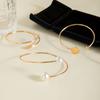 Accessories, stacked wind disc imitation pearl smooth opening bracelet, versatile bracelet set for women