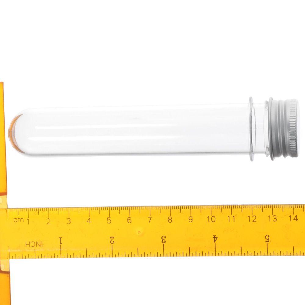 10pcs Plastic Test Tube Transparent 45ml Science Tubes with Aluminum Cover 25×140mm Burette Scientific Experiments