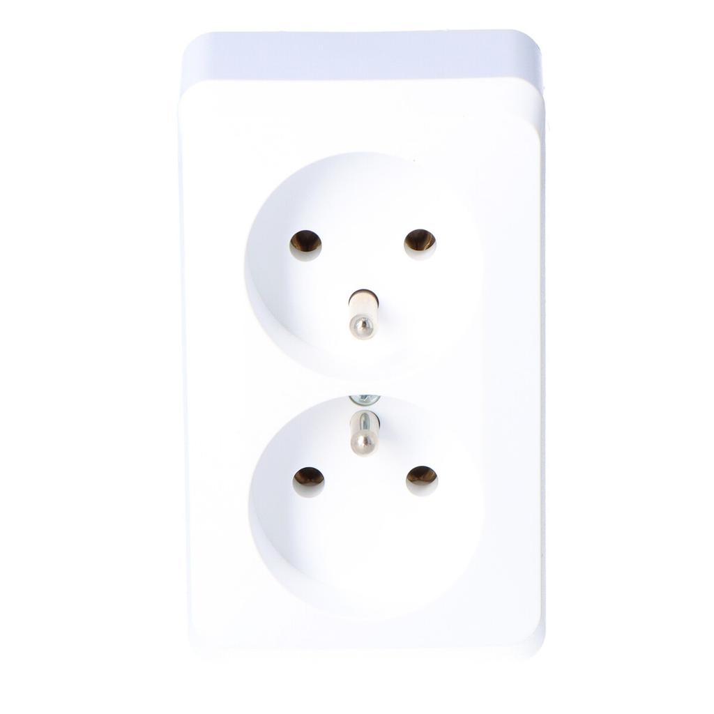 Double Surface-mounted Socket with Grounding, White PRIMA
