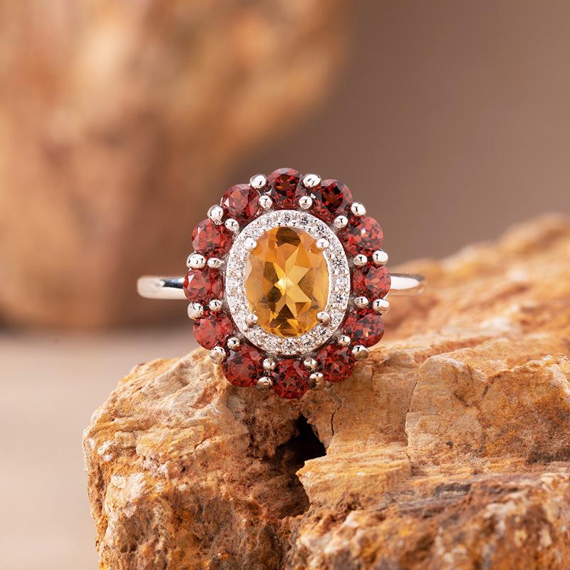 Natural Colored Jewelry Aquamarine Topaz Amethyst Citrine Stud Earrings S925 Silver Light Luxury High Sense