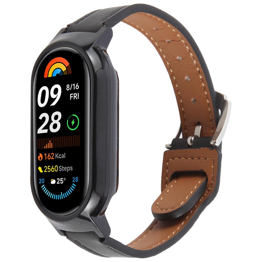 For Xiaomi Smart Band 8 PC Watch Case Integrated Ultra Fiber Leather Quick Release Watch Strap