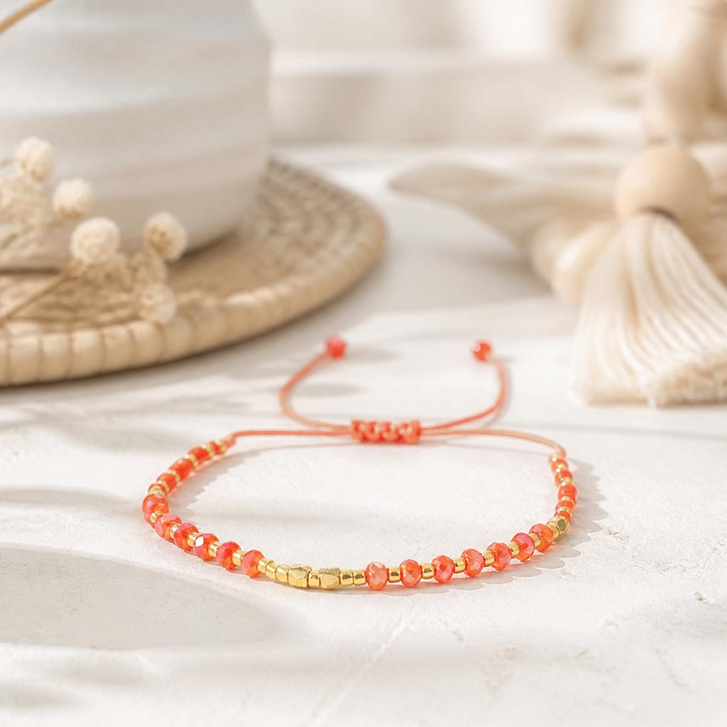 Multi-colored Beaded Light Luxury Hand-woven Hand Rope Female, Bohemian Vacation Glass Rice Bead Bracelet Tide