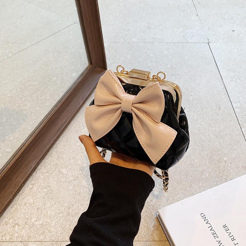 Fashionable French Style Bowknot Mini Wallet Chic Quilted Chain Bag For All Genders