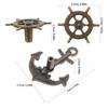 4Pcs Retro Nautical Drawer Handles Bronze Finish Ship Wheel Anchor Cabinet Knobs for Furniture Dresser Storage