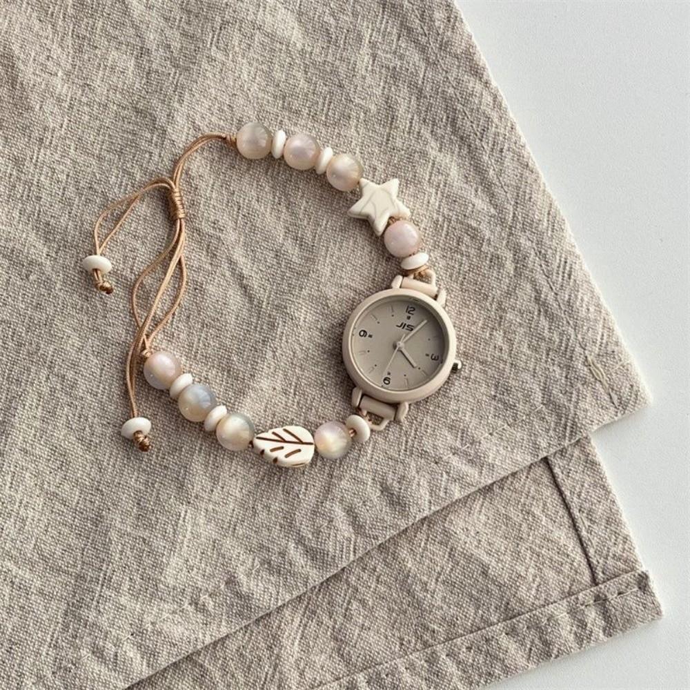 

Adjustable Bracelet Watch Beaded Quartz Watch New Chain Watch Women Girls C