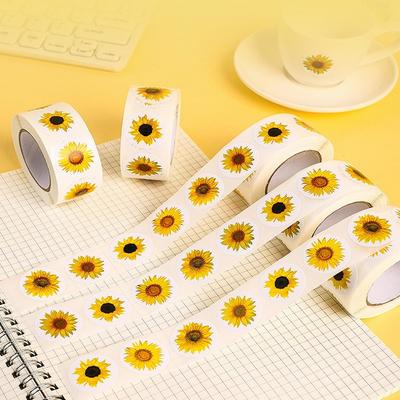 100-500 PIEZAS Pegatinas de Girasoles Pegatinas de Embalaje Rollo Pegatinas Pequeñas Caseras para Empacar Pegatinas Enrollables Decoración de Fotocards