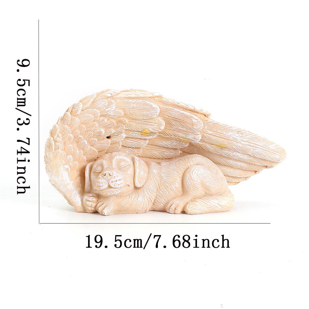 Creative Angel Dog Resin Sculpture With Illumination For Garden And Home Decor Gift