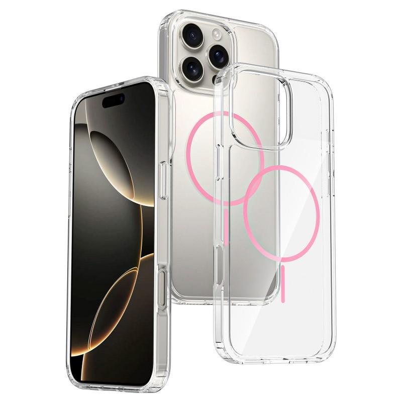 Suitable 17pro Max Transparent Two-in-one Rainbow Ring Magnetic Phone Case 16plus iphone16