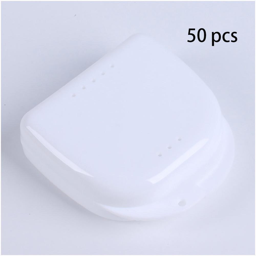 30/50Pcs Denture Box Tray Case Dental Orthodontic Retainer Color Tray Storage Box Plastic Teeth Container False Teeth Protective