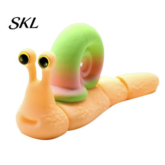 Colorful Snail Sculpture 3D Printed Figurines, Articulated Toy, Movable Joints Animal Twist Segmented Structure Toy Fidgety for Home Office