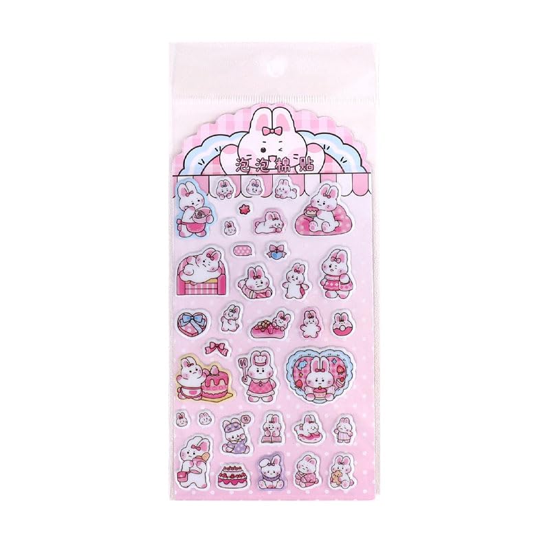3D Pop Stickers with Soft Animal Durable Perfect for Decorating Your Planner or Perfect for Christmas or Birthday Includes Cute Mini Bubble Stickers