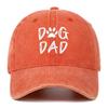 Men's Pure Cotton Distressed Sun Hat with "DOGDADDOGMOM" Embroidery - Large Brim Baseball Cap