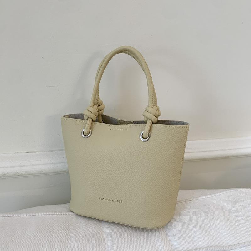 High-end Lychee Pattern Bucket Bag, Hand-held Vegetable Basket Bag, Fashionable Single-shoulder Crossbody Bag