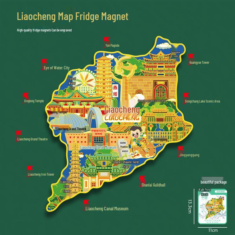 Binzhou Gelber Fluss Turm Magnet, Haifeng Pagode & Zhonghai Park. Kulturtourismus-Geschenk.