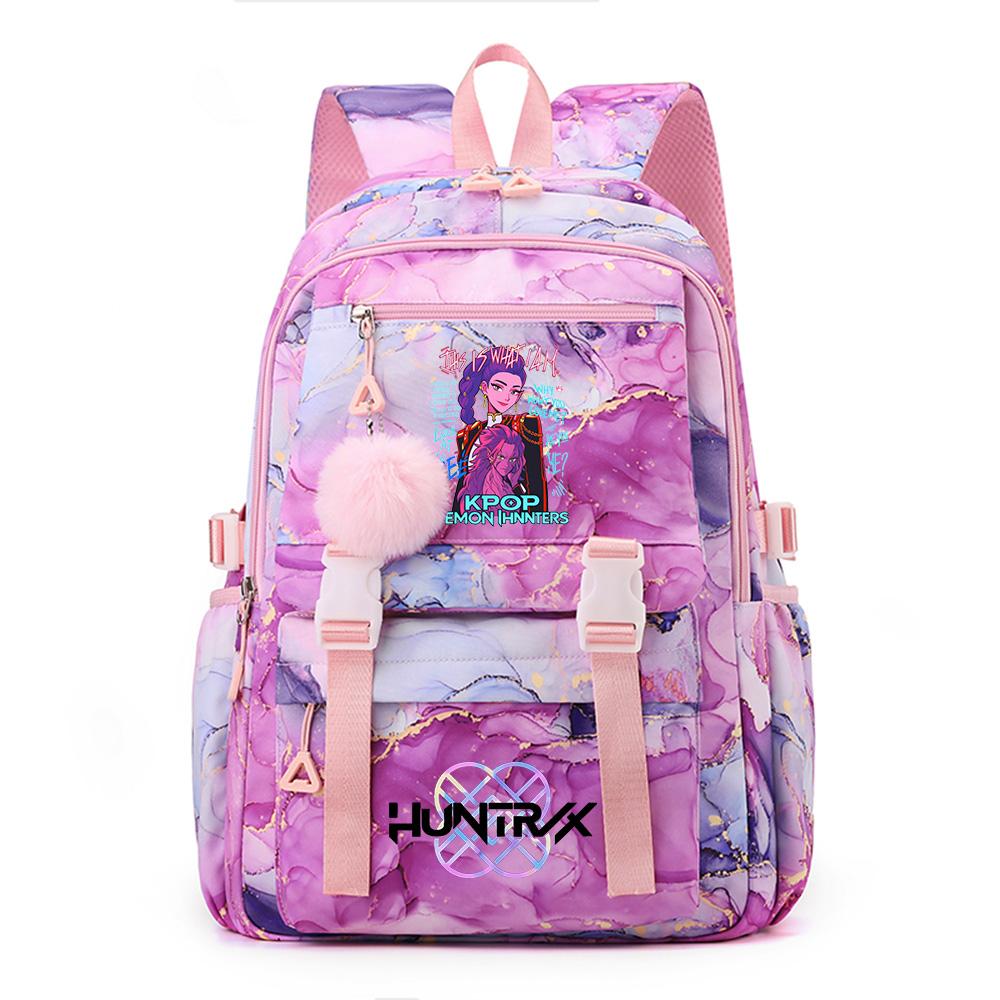 Cartoon Anime K-Pop Demon Hunters Printed Backpack Schoolbag for Teenager Student Girl Boy Bookbag Large Capacity Waterproof Travel Bag Gift