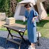 New Korean Style Summer Short Sleeve Denim Dress Women Loose Shirt Dress Single Breasted