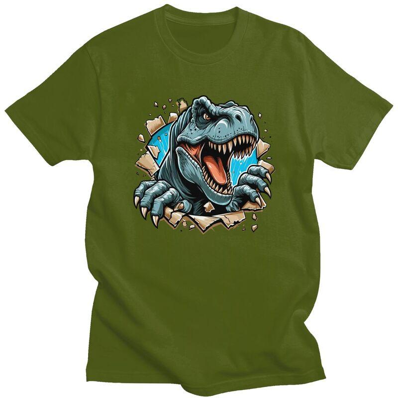 Custom Fashion Wild Trex Dinosaur Roars T Shirt Men ShortSleeve Tshirt Streetwear Tee Slim Fit Tshirt Merch