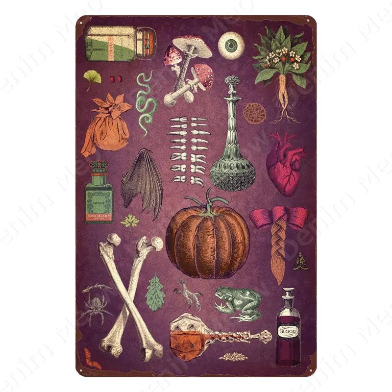 Halloween Party Vintage Metal Tin Sign Trick or Treat Home Bedroom Club Wall Decor Pumpkin Monster Poster Door Decorati