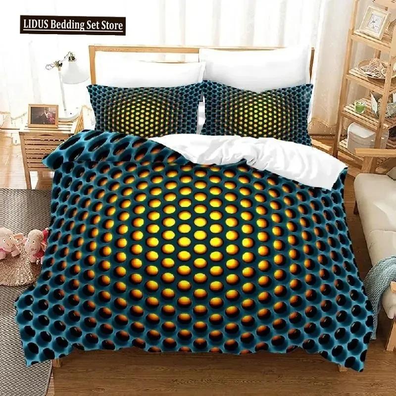 Honeycomb Soft Duvet Cover Set Pink Geometry 3D Printed Beding Set Polyester Col Style Double Quen King Comfortable Quilt Cover For Young Boys Adult