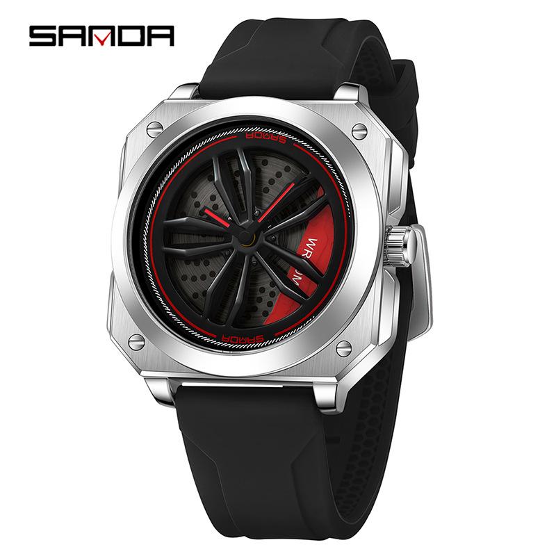European-Style Men's Sport Quartz Watch with Waterproof Skeleton Design and Versatile Silicone Strap