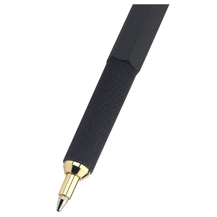 rotring 800 stylo bille, pointe moyenne, encre bleue, corps noir métallique, rechargeable