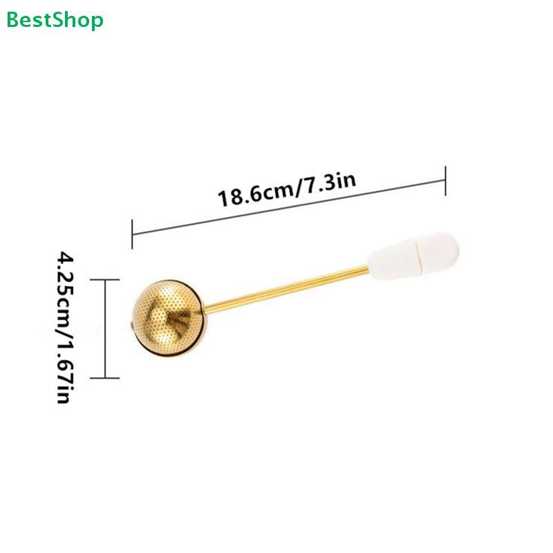 Gold Stainless Steel Tea Infuser Ball with Long Handle - Reusable Loose Leaf Tea Strainer for Brewing