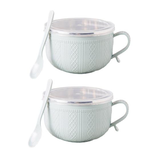 Microwave Ramen Bowl with Handles Stainless Steel Lunch Box Insulated Food Container for Noodles & Soup Large Capacity Bento Tumbler