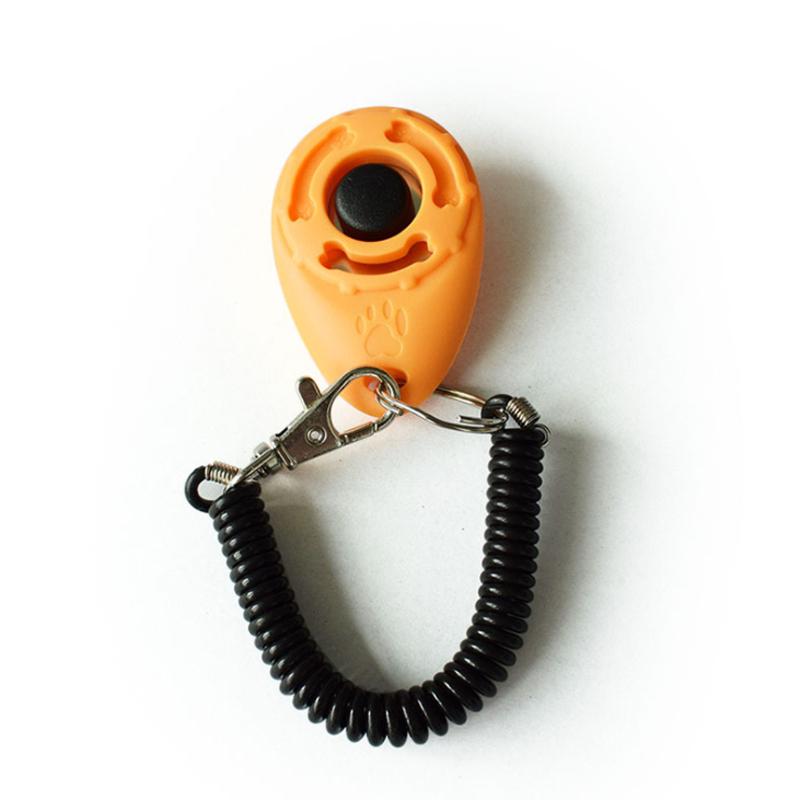 2 In 1 Dog Training Clicker Pet Cat Plastic New Dogs Click Trainer Aid Tools Adjustable Wrist Strap Sound Key Chain Dog Supplies