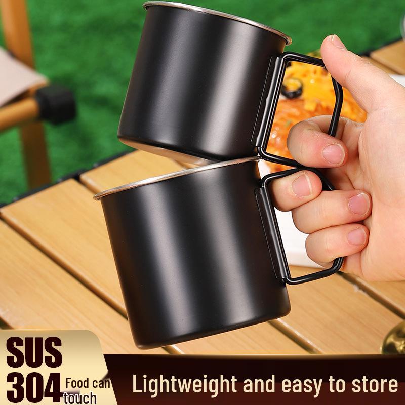 304 Stainless Steel Portable Folding Camping Cup with Handle