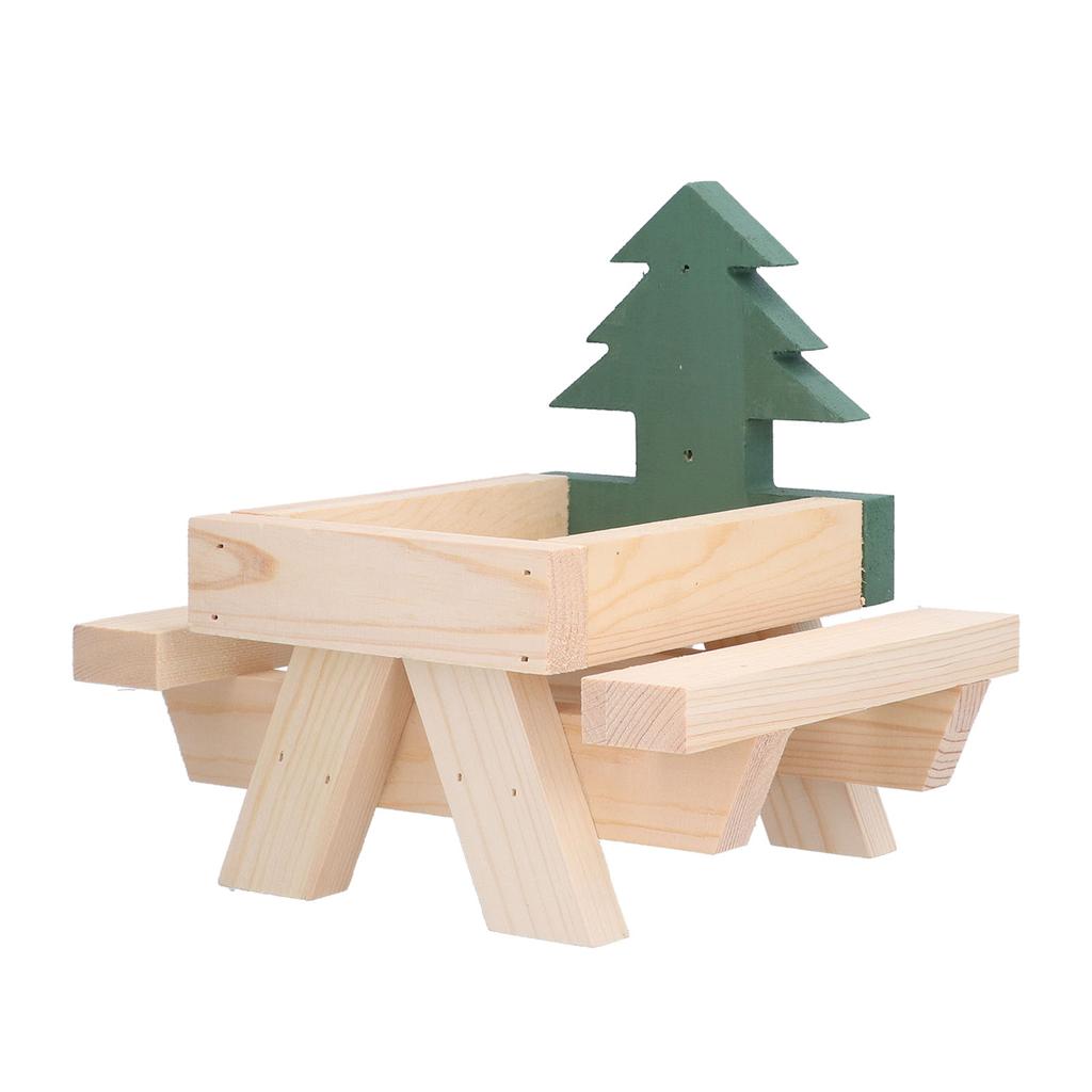 Squirrel Picnic Table Wooden Funny Squirrel Feeder with Corn Cob Holder for Outdoor