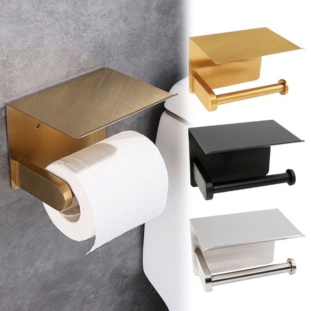 Wall Mount Toilet Paper Holder Stainless Steel Toilet Paper Rack Cell Phone Holder Bathroom Use
