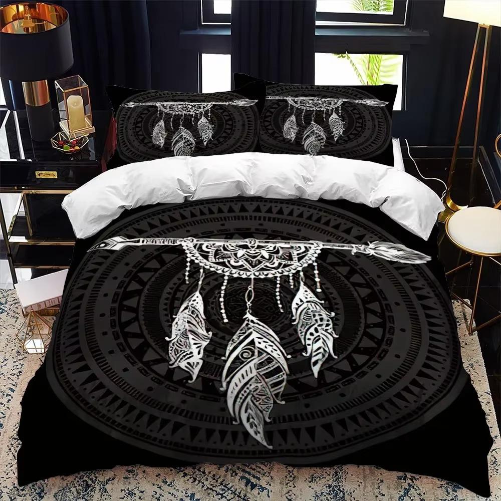 Comforter National Dream Catcher Queen King Twin Full Size Comforter Black Bedding Set Single Polyester