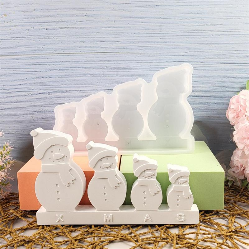 Snowman Molds Silicone Gypsum Ornament Mould Christmas Candle Molds Cute Snowman Silicone Candle Molds Christmas Ornament Mold