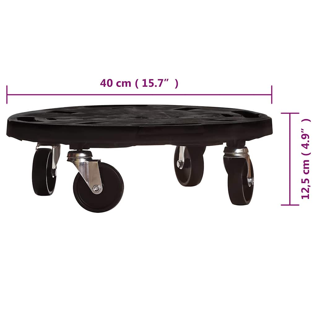 Plant Rollers 3 pcs 40 cm Diameter Black 275 kg