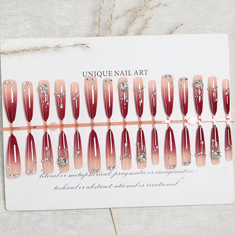 Xiaohongshu Handmade Red Floral Nail Art: Wearable, High-End Whitening Nail Tips Stickers