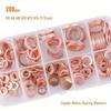 200Pcs Copper Washer Gasket Nut and Bolt Set Flat Ring Seal Assortment Kit with Box M5-M14 for Sump Plugs