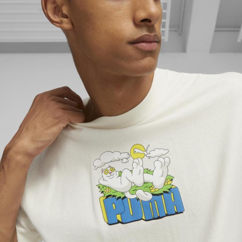 Puma Puma Xripndip Graphic ShorT Sleeve T shirT   Ivory 623513 65