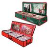 Christmas wrapping paper storage box gift packaging organizer under bed storage bag with elastic partition and pocket durable fabric material gift