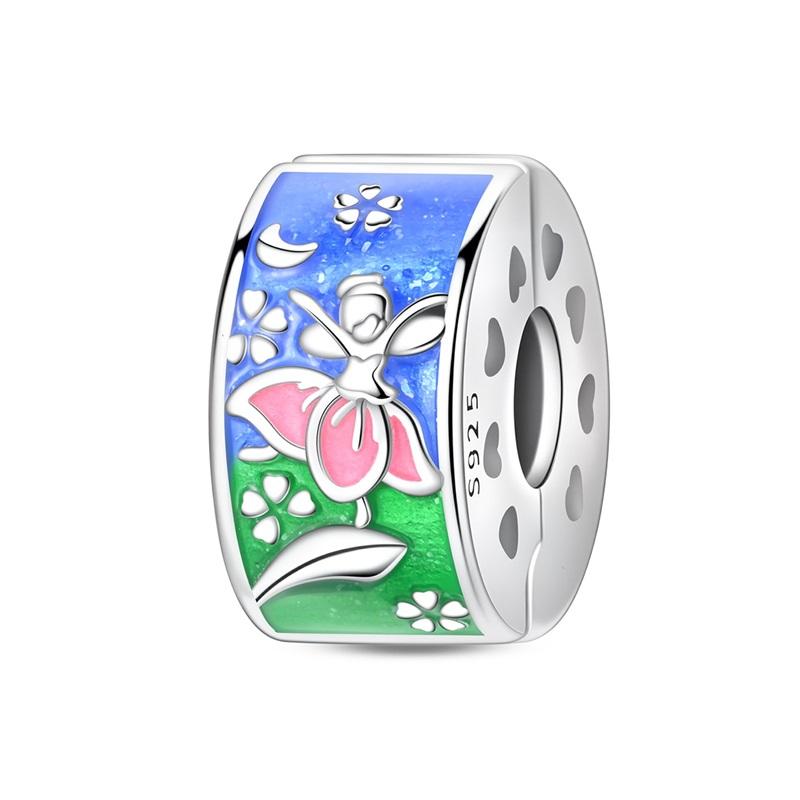 925 Silver Green St Patricks Clover Pendant DIY Charm Beads for Original Bangle Charms Bracelet Women Jewelry