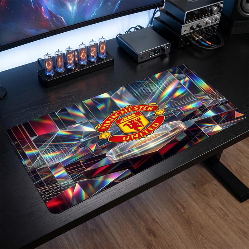 Tappetino Mouse Grande Stampato Manchester United, Tappetino da Scrivania Morbido in Gomma Antiscivolo per Gaming, Decorazione per Ufficio, Laptop, Computer